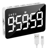 Samshow rechargeable digital timer with magnetic back for kitchen use.