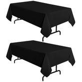 Sancua 2-pack black tablecloth on display, protecting tables from spills.