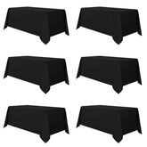 Sancua 6-pack black tablecloths covering a 6ft dining table for events and easy cleanup.