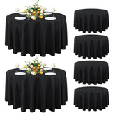 Sancua 6-pack round tablecloth folded in black, ready for quick setup.