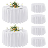 Sancua 6-pack round tablecloth in white on a dining table for elegant gatherings.