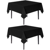 Sancua black square tablecloth 54x54 close-up edge hem enhances presentation
