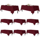 Sancua burgundy tablecloth on a 6 ft rectangular table enhances formal banquet decor
