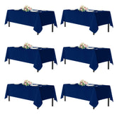 Sancua navy blue tablecloth on an 8-foot rectangular table for a polished wedding setup