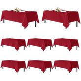 Sancua red tablecloth close-up shows durable polyester weave for long-lasting use.