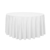Sancua round tablecloth 108-inch white flatlay shows elegant protection for dining setups.