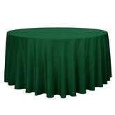 Sancua round tablecloth 120-inch hunter green on a dining table for elegant gatherings.