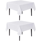 Sancua white square tablecloth 54x54 pack-1 on table showing smooth fabric texture