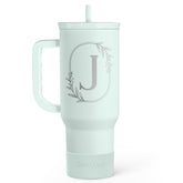 SANDJEST 40oz monogram tumbler with handle for stylish on-the-go hydration.