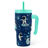 SANDJEST Astronaut Tumbler with half-handle for easy kid-friendly grip.