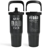 SANDJEST Best Dad Ever 30oz tumbler with carry handle, ideal for on-the-go.