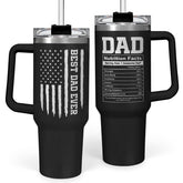 SANDJEST Best Dad Ever 40oz tumbler front view with durable insulation
