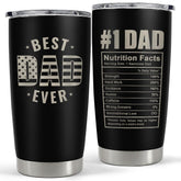 SandJEST Best Dad Ever Tumbler with Lid, lid closed for spill-free travel.