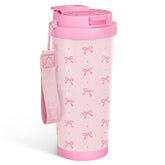 SANDJEST Bow Tumbler in stainless steel with 18-ounce capacity for daily use.