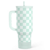 SANDJEST checkered tumbler mint 40oz with handle for on-the-go hydration