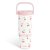 SANDJEST cherry stainless steel tumbler 30oz keeps drinks hot or cold all day.