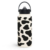 SANDJEST Cow Print Bottle 32oz front view for daily hydration.