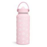 SANDJEST Daisy 32oz bottle with secure lid for on-the-go hydration.