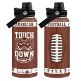Sandjest football bottle with lid, 32oz capacity, ideal for long games and practices