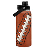 SANDJEST football water bottle 32oz front view with ergonomic grip for active play.