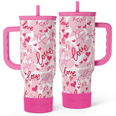SANDJEST Heart Tumbler 40oz with handle for easy carrying and long hydration