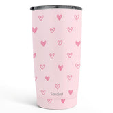 SANDJEST Heart Tumbler pink front view highlights stylish gift and compact travel-friendly design