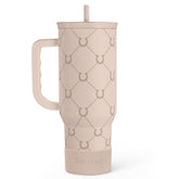 SANDJEST Horse Tumbler with Handle side view shows easy-grip design for daily hydration.