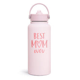 SANDJEST Mom water bottle 32oz with leakproof lid for on-the-go hydration.
