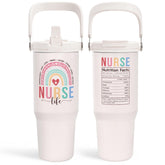 SANDJEST 30oz tumbler with handle for nurses on the go.