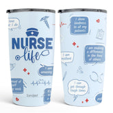 SANDJEST Nurses Tumbler 20oz side view shows durable stainless steel and secure leak-resistant design
