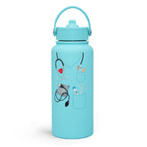 The SANDJEST Nutrition Facts Water Bottle 32oz in front view for on-the-go hydration.