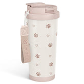 SANDJEST Paw Print Tumbler front view showing 18 oz capacity for daily coffee