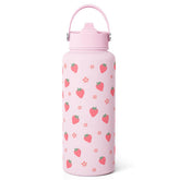 SANDJEST Strawberry bottle front view highlighting 32oz capacity for daily hydration.