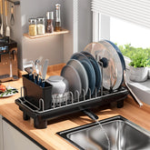 SanDream small dish drying rack on a compact counter holding plates neatly