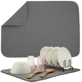 S&T INC. Dish Drying Mat XL general grey keeps countertops dry