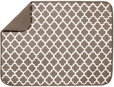 S&T INC. Dish Drying Mat XL in taupe trellis absorbs water quickly for a busy kitchen.