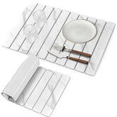 Sangukiro stone drying mat with marble pattern on kitchen counter