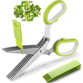 SASACIA 5-blade herb scissors close-up for fast, even herb chopping.