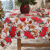SASTYBALE Christmas tablecloth on a dining table for festive gatherings.