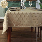 SASTYBALE jacquard tablecloth pattern detail reveals elegant damask weave.