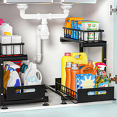 Saydear 2-tier under-sink organizer baskets for easy reach and clutter relief.