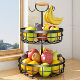 SAYZH 2-Tier Fruit Basket with banana hanger for organized fruit storage.