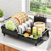 SAYZH extendable dish drying rack adapting to counter space for organized drying