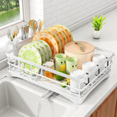 SAYZH dish drying rack with large-capacity layout on a counter keeps dishes organized