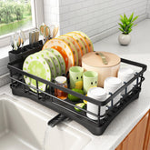 SAYZH dish drying rack with stainless steel frame for large-capacity plate drying