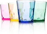 Scandinovia 8oz unbreakable juice glasses stacked for space-saving storage.