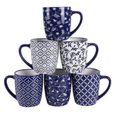 Schliersee 18oz mug with blue floral pattern, ideal for daily coffee rituals.