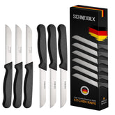 SCHNEIDEX serrated paring knife set slice tomatoes with precision.