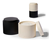 Scout & June stone salt cellar with lid on counter for easy seasoning.