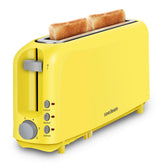 SEEDEEM 2-Slice Slim Toaster yellow front view highlighting compact design for small kitchens